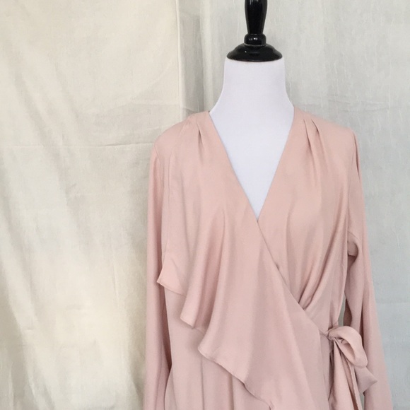 Mark Zunino rose peal pink wrap cross front blouse - Picture 2 of 8